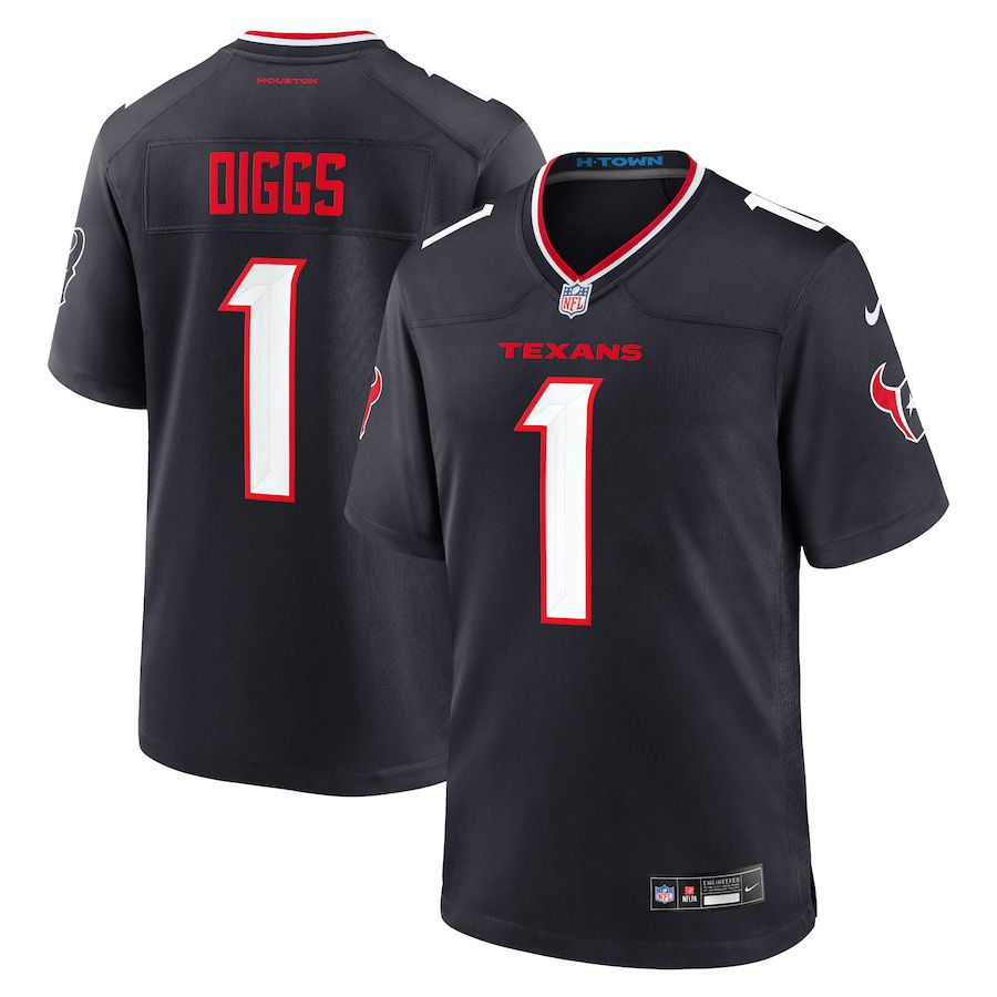 Men Houston Texans #1 Stefon Diggs Nike Navy Game NFL Jersey->->NFL Jersey